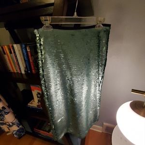 Mango Premium Teal Sequin Skirt